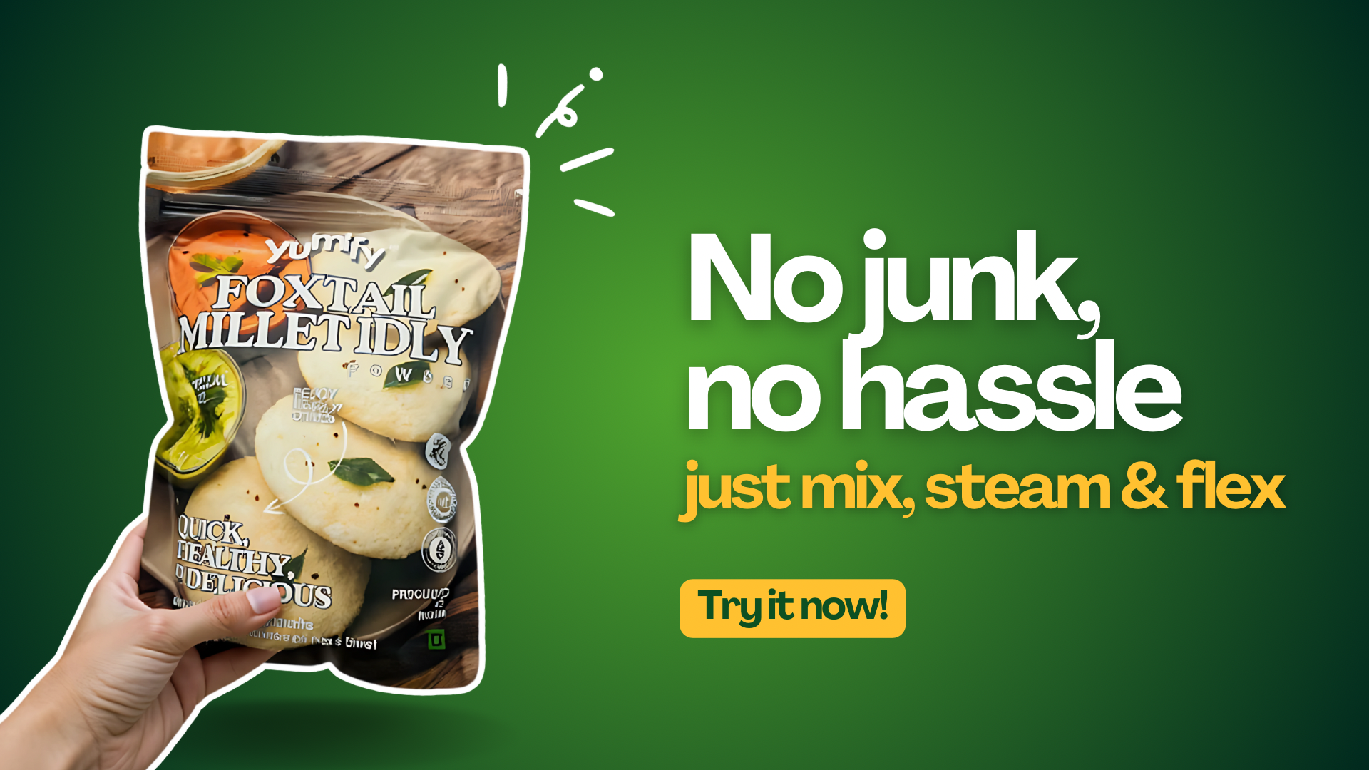 Soft, fluffy, and nutritious instant idly mix made from 100% natural foxtail millet. No preservatives, no artificial colors – just pure, healthy goodness for a wholesome breakfast!